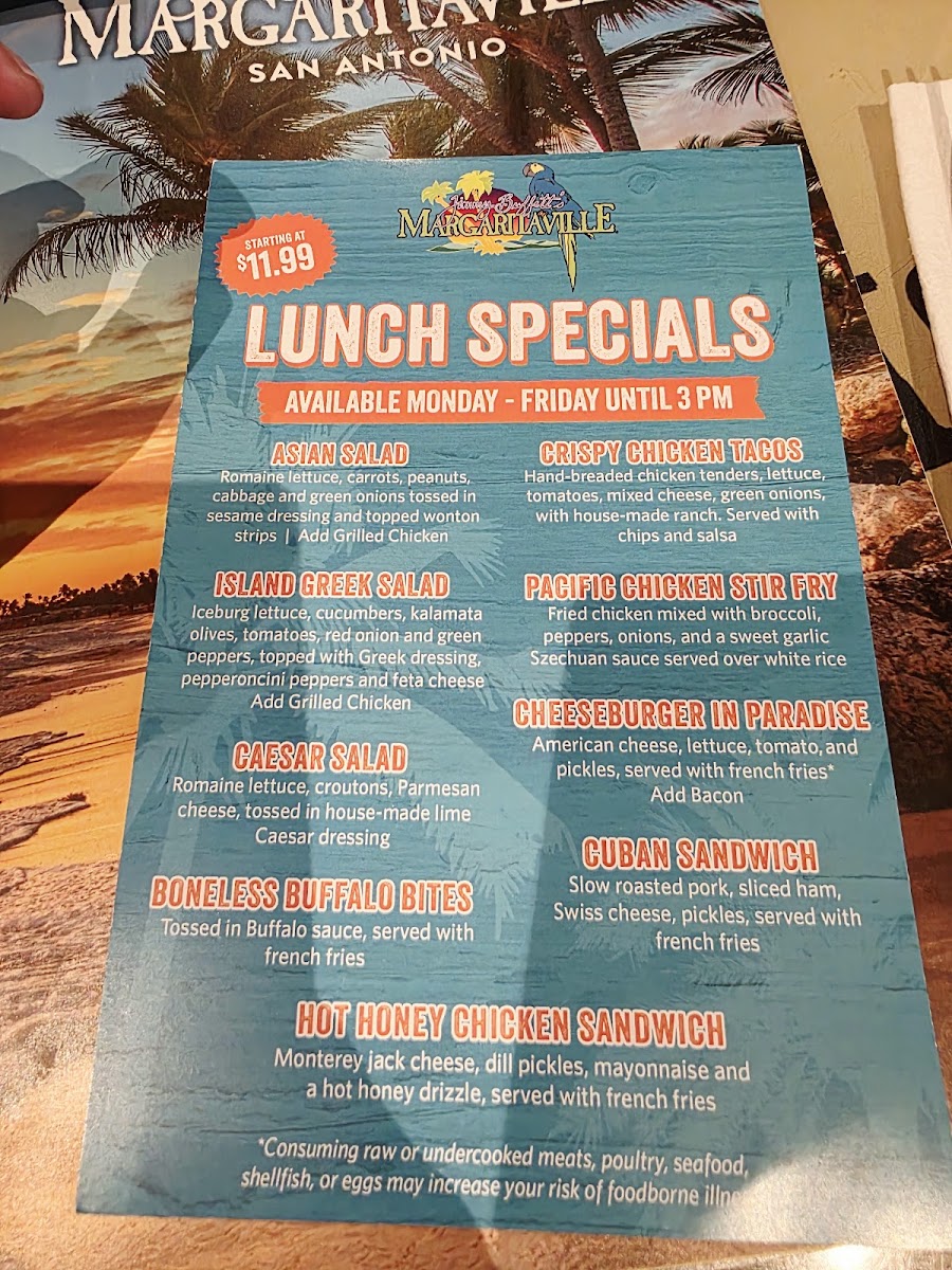 Margaritaville Restaurant - San Antonio Menu - Image 1
